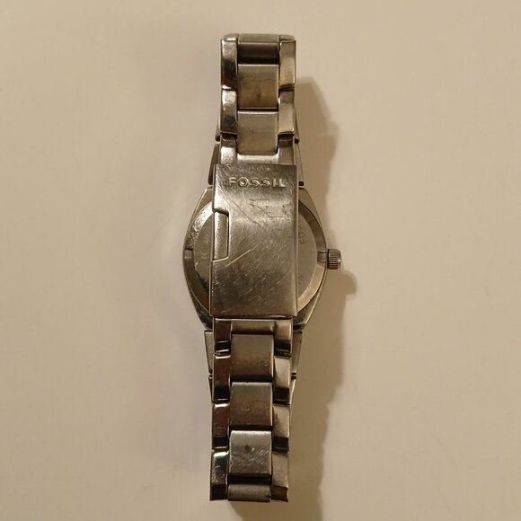 Glitzy Fossil AM-4175 MOP Dial Crystal Bezel All Stainless Women's Dress Watch - Picture 7 of 13